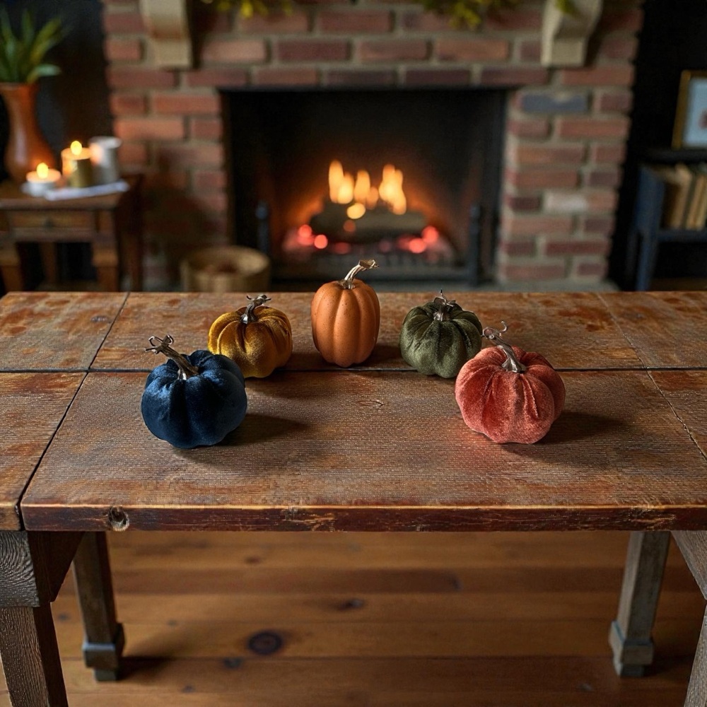 Velvet Pumpkin Decor Set - Assorted Colors